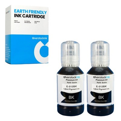 2PK Replacement for Epson 512BK Ink Bottle Fits Expression ET-7700, ET-7750