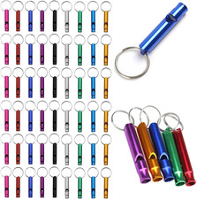 50 Pieces Emergency Whistle with Keychain Aluminum Survival One Size, 50PCS