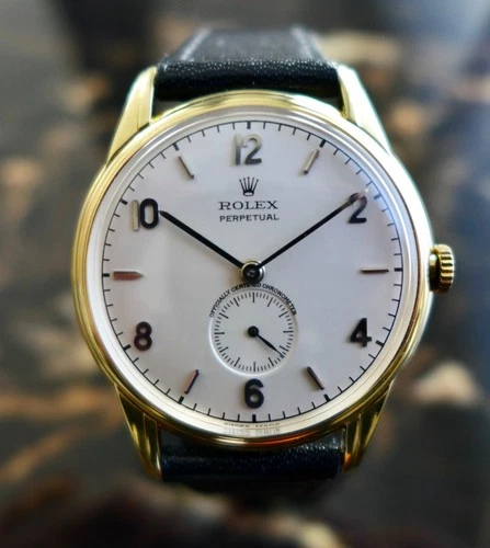 A RARE VINTAGE 1950s GENTS ROLEX  PERPETUAL "BUBBLEBACK" REF.  4021 IN 18K GOLD