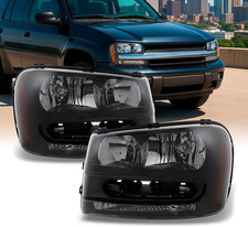 - for Chevy Trailblazer SUV Black Smoke Headlights Headlamps Front Lamps Replace