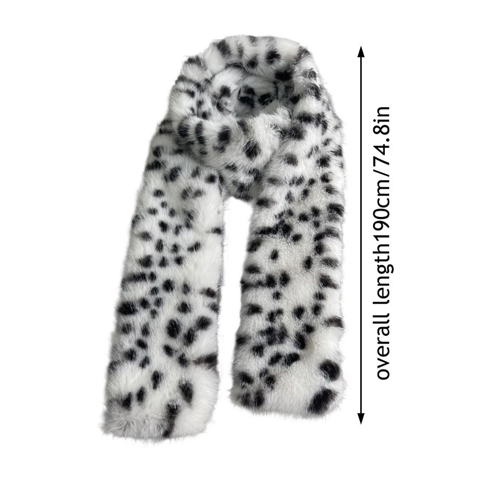 Mujer Piel Sintética Bufanda Lunares Felpa Cuello Calentador Cuello Largo Imitación Piel de Zorro Mantón Foto 2 de 4