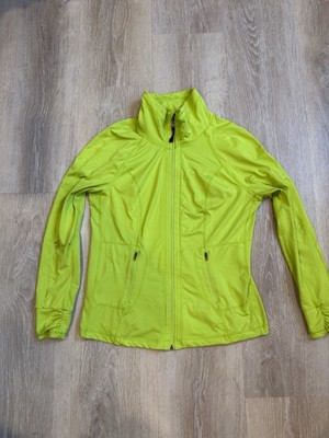 Tangerine Women Bright Neon Yellow Full Zip Active Athletic Jacket Size Medium