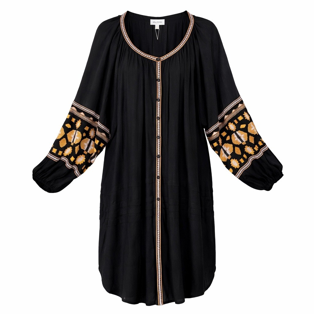 green emerald velvet dress Velzera Boho Embroidered Velvet Tunic Dress