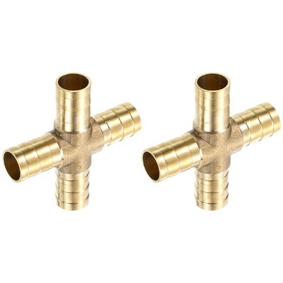 2 Stücke Messing 4-Wege-Rohrverschraubung, 1/2'' (12mm) Kreuzstück Rohradapter