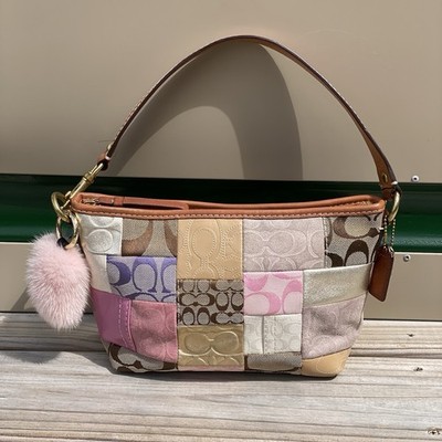Coach Signature Patchwork Hobo Shoulder Bag 11708 Pink/Multi