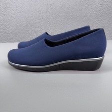 SAS Shoes Womens 8.5 Slim Blue Wedge Tripad Comfort Pumps Slip On Made in USA