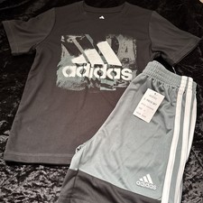 Adidas Graphic T-Shirt Short 2 Piece Set Black Boys Size 5 NWT