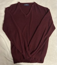 VTG Thane Men's 100% Orion Acrylic V-Neck Pullover Sweater Burgundy XL USA Made