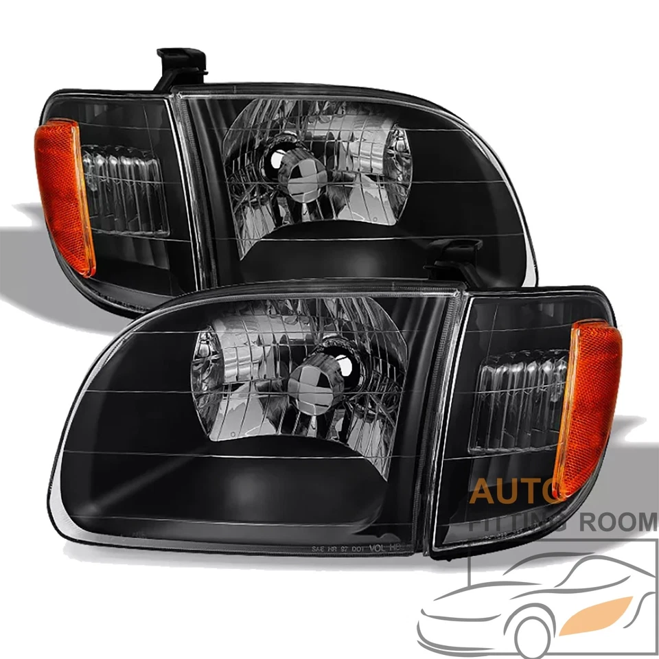 Black Housing Headlights For 2000-2004 Toyota Tundra Regular Cab Access Cab Foto 2 de 4