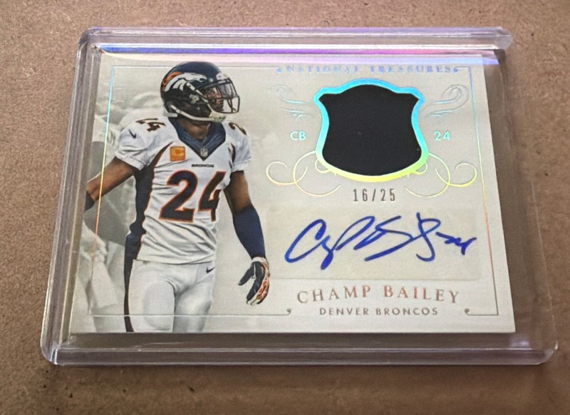 2014 Champ Bailey Panini National Treasures GAME USED Jersey Patch Auto /25