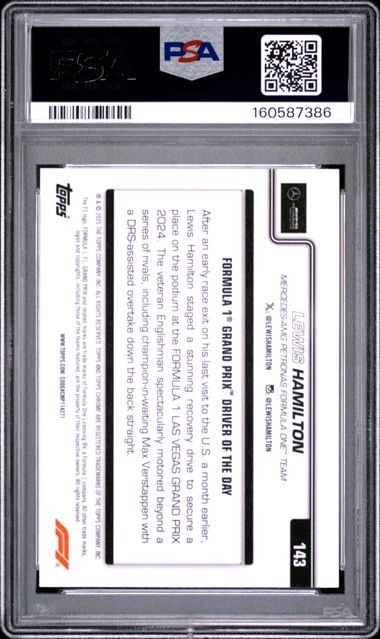 2025 Topps Chrome Formula 1 Lewis Hamilton #143 Pink Raywave /250 PSA 10 view 2