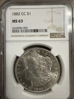 1882 CC Morgan Silver $1 NGC MS 63 Nice Toning