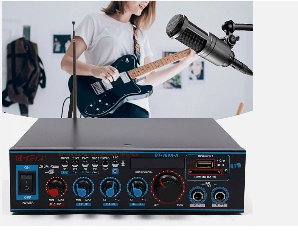 Mini Amplificatore Stereo BT309A-A 800W Bluetooth Radio FM Karaoke