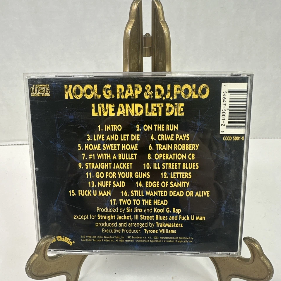 Kool G Rap & DJ Polo Live and Let Die (CD, 1992 Cold Chillin Records) Hip-Hop G3 - Image 2 of 4