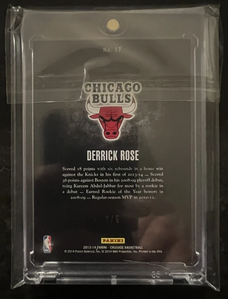 2014 Panini National Derrick Rose Crusade 1/5 Jersey Numbered - Image 2 of 2