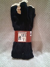 22 Inch Black Cable Knit Crochet Lace Trim Boot Leg Warmers Winter Warm Boho