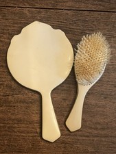 Vintage Handheld Mirror and Brush Vanity Set