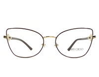 Jimmy Choo Brillenfassung JC2012 3025 Rot Gold Cat Eye Drahtfassung 53-17-140
