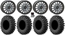 System 3 SB-8 Bdlk 15" Wheels Gy +38mm 37" MotoRavage XL Tires Can-Am Maverick R