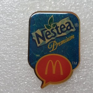 McDonald's Nestea Premium Pin Promotional Lapel Pin Gold Tone Drink Tea Promo