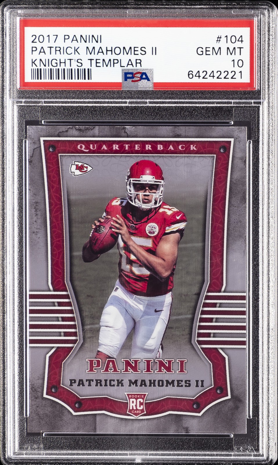 2017 PANINI KNIGHT'S TEMPLAR #104 PATRICK MAHOMES II ROOKIE RC PSA 10 view 1