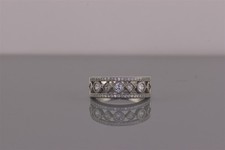 Sterling Silver Mixed Cuts Cubic Zirconia Accented Band Ring 925 Sz: 7