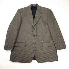 Vintage 90s Jacobson's Men's Brown Houndstooth Wool Blazer Sport Coat Sz 42 R