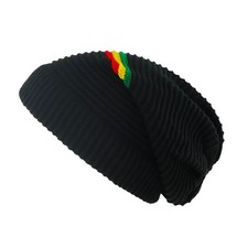 Unisex Rasta Stripe Beanies Jamaica Reggae Cap Slinky Beanie Multi-Colour Str...