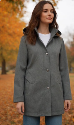 Kristen Blake Women s Hooded Jacket Parka Raincoat Grey Size M Excellent