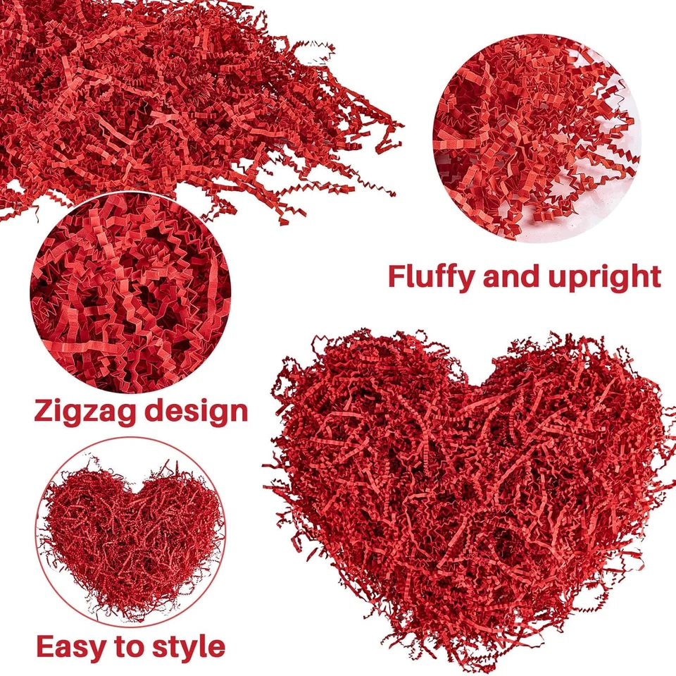 Papel de corte arrugado rojo Navidad 4,9 OZ - Relleno de trituración de papel reutilizable como confeti Foto 2 de 4