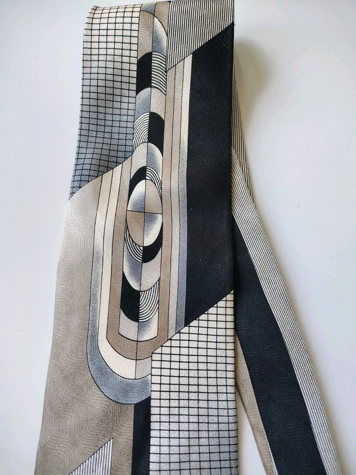 Corbata vintage de seda Carlos Palazzi Couture para hombre. Usado en muy buen estado. Gris negro tostado Foto 3 de 4