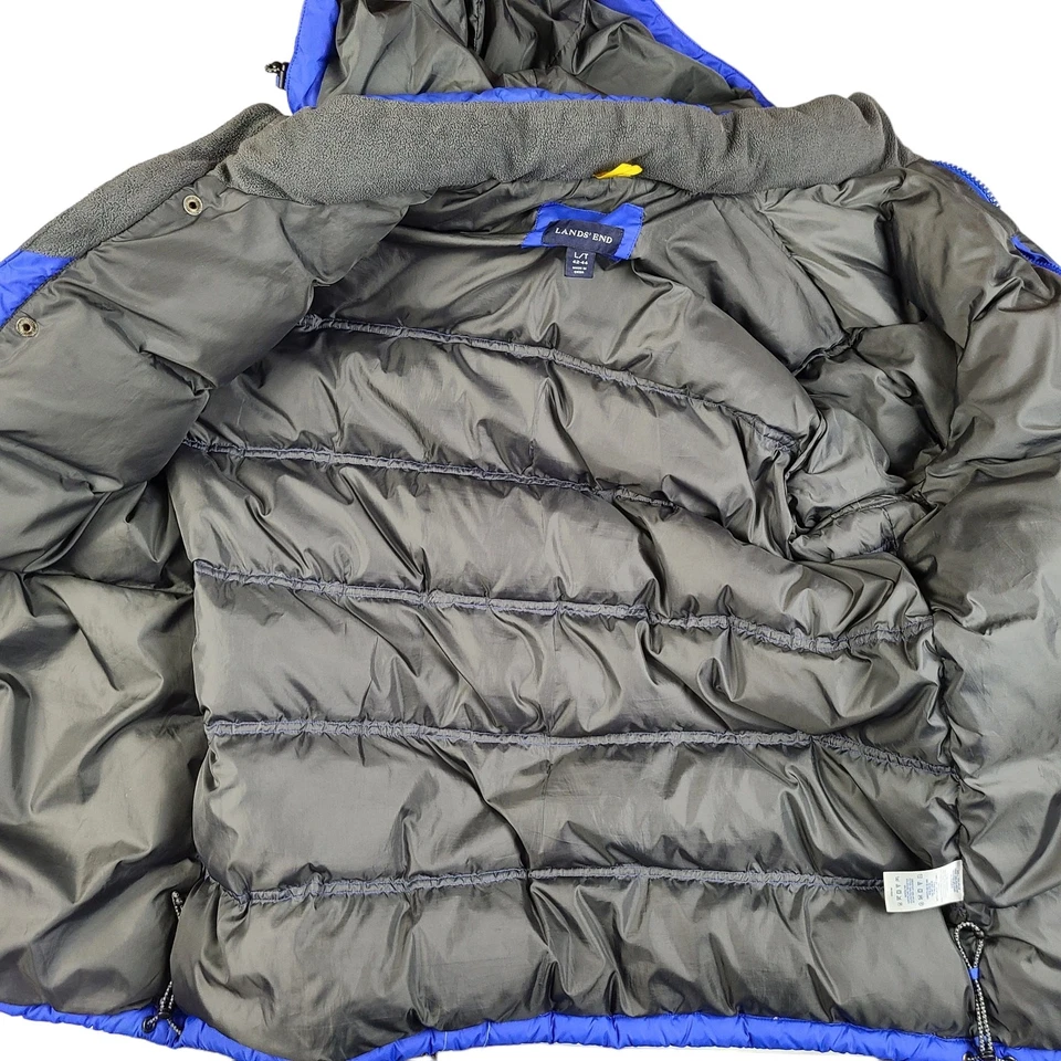 Lands End Size L/T TALL 46-48 Blue Down Filled Quilted Puffer Coat Jacket - Image 3 of 4