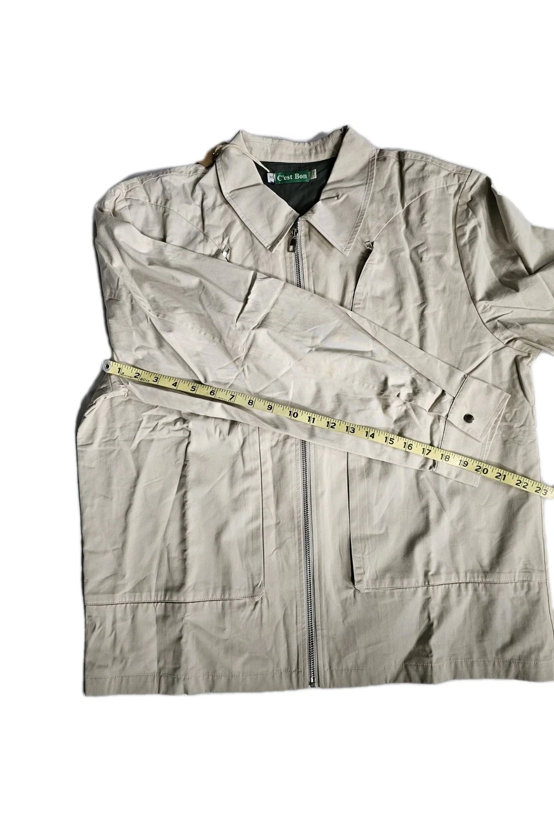 C'est Bon Work Jacket Off White Zip Up Men's SZ XL Urban Mod Work Chore Nwt  image 10