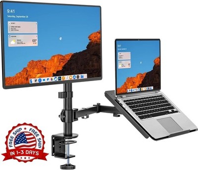 Soporte 360° Doble Para Laptop y Monitor LCD Montaje Ajustable De Escritorio New