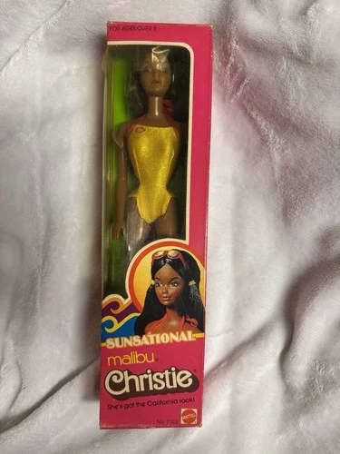 Vintage Sunsational Malibu Christie 7745 1981 Black Barbie Steffie Face NIB