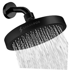 Shower Head - High Pressure Rain - Premium Midnight Black Matte 6 Inch Round