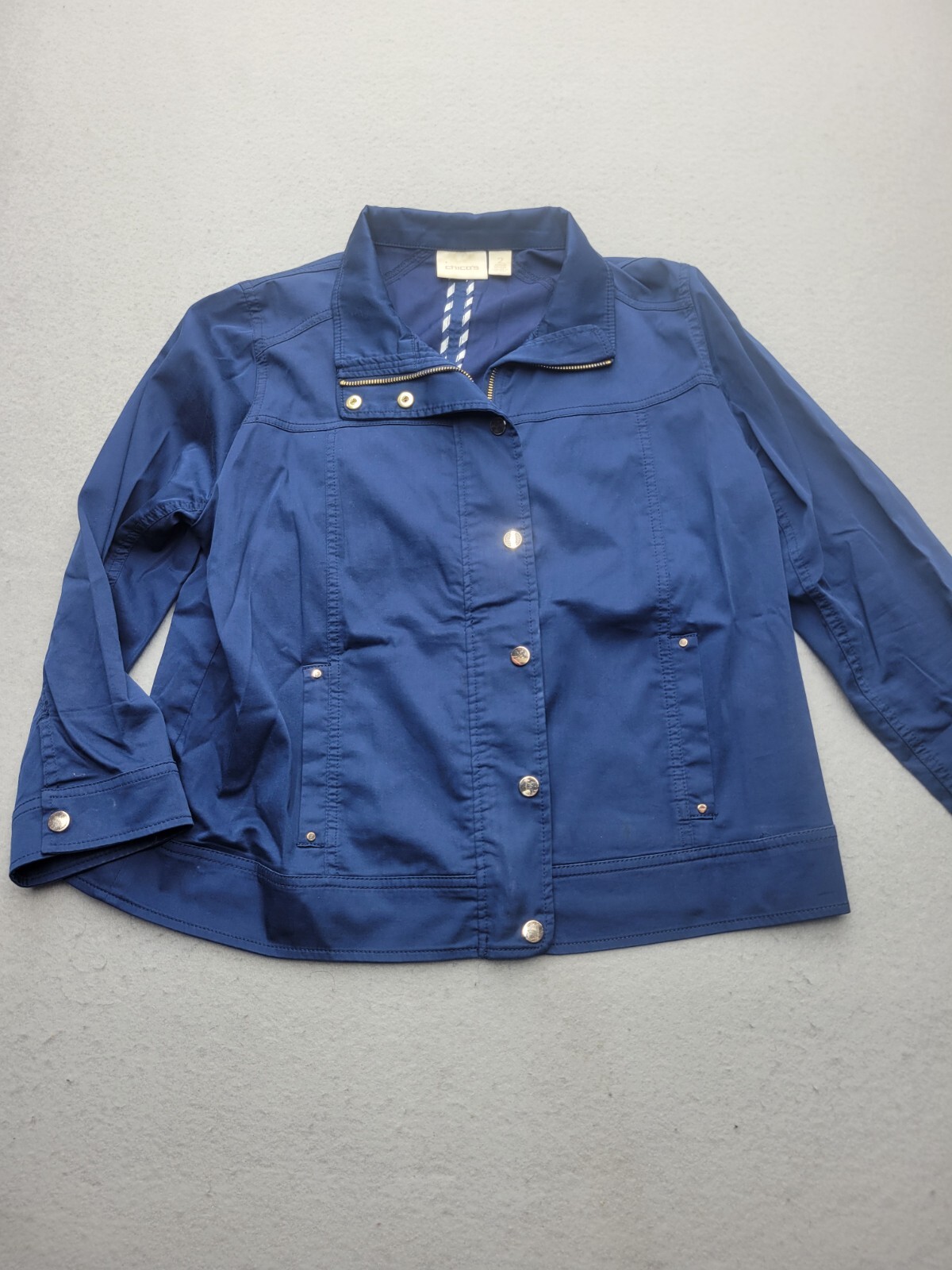 Chico's Women Jacket 2 Blue Basic Jacket Short Lo… - image 1