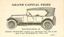 Antique Auto 1922 Buick Prize Burlington Indiana Vintage 3 X 5 Card T Antique Auto 1922 Buick Prize Burlington Indiana Vintage 3 X 5 Card T