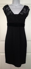 Banana Republic Black Lace Lined Sheath Triacetate Dress Sz 0 Petite EUC