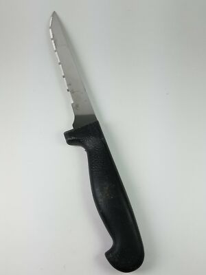 Kitchen Serrated Blade Knife Black Handle
