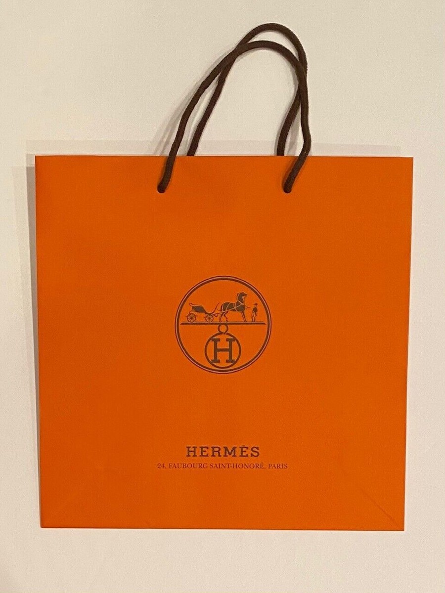 New AUTHENTIC Hermes Paris Shopping Gift Orange Bag with Brown