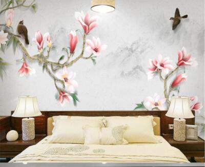 3D Pink Flower Branch 44241NA Wallpaper Wall Murals Removable Wallpaper Fay