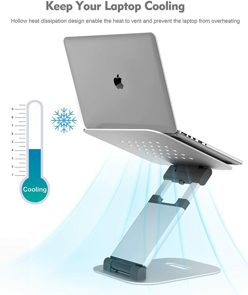 Adjustable Laptop Stand with Cooling Vents for Desks & Ergonomics