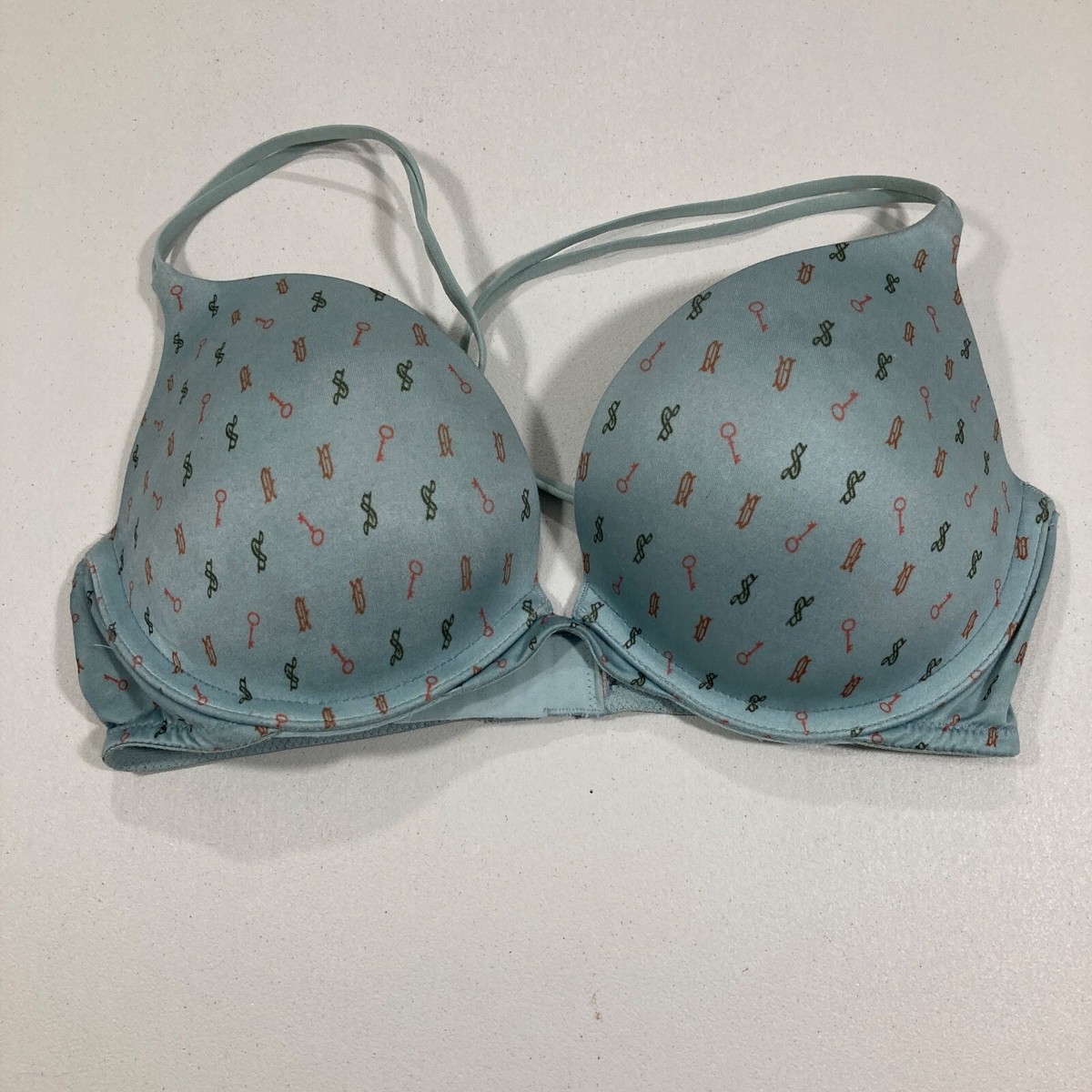 Victorias Secret Bra Size 34C Blue Push Up Bra VS Key Designs | eBay