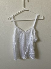 Cabernet Slip Tank Top 100 Nylon White With Lace Size Small