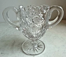 Handled Trophy Cup Vase American Brilliant Period Cut Glass Crystal Hobstar