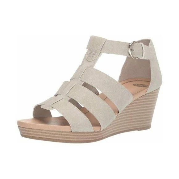 Dr. Scholl s Greige Snake Esque Wedge Sandals Sz 9 eBay