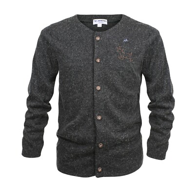 Trachtenstrickjacke Herren Trachtenjacke Strick grau Schwarz