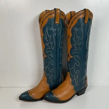 Ben Miller Tall Cowgirl Boots 6 B Handmade Tooled Overlay