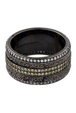 STEPHEN WEBSTER DIAMOND & YELLOW SAPPHIRE SS 925 HIGHWAY SPINNER BAND RING